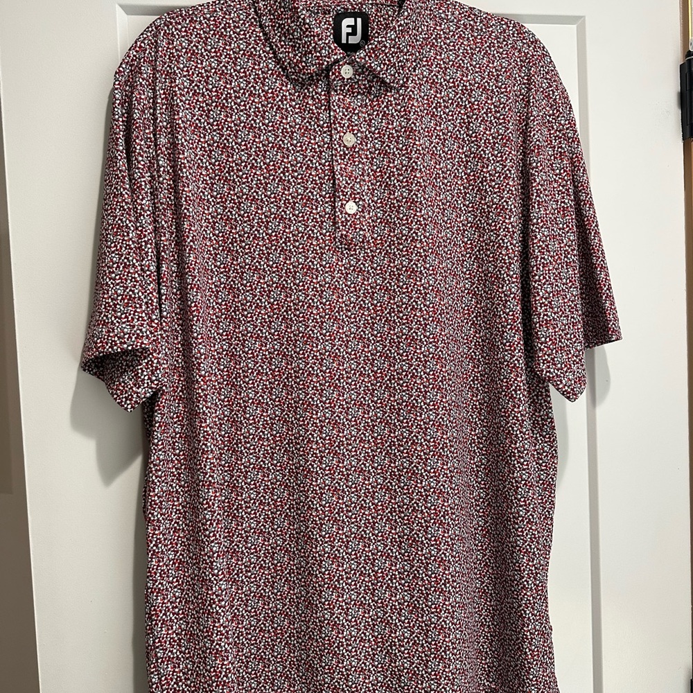 Men’s Red Micro-Print Polo Shirt